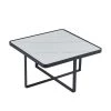 31.5 in. Square Accent Coffee Table,Black Metal Frame with Sintered Stone Tabletop by Magic Home