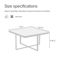 31.5 in. Square Accent Coffee Table,Black Metal Frame with Sintered Stone Tabletop by Magic Home -Cheap Tidoin Store black magic home coffee tables cs wf192554aad c3 1000