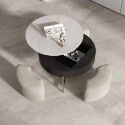 31.5 in. Creative Black Round Wood Liftable Coffee Table with 3-Combined Stools Fit Small Places by Magic Home -Cheap Tidoin Store black magic home coffee tables mh ct1817bl 31 1000