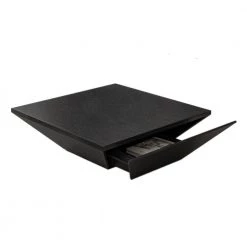 39.37 in. Black Modern Square Storage Wood Coffee Table with Large Soft-Close Drawer by Magic Home