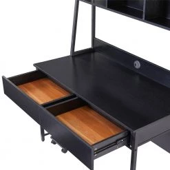47.24 in. W Rectangular Black MDF Desktop Solid Steel Frame 2-Drawers Computer Desk with Hutch and Bookshelf by Magic Home -Cheap Tidoin Store black magic home computer desks cs wf198284aab 76 1000