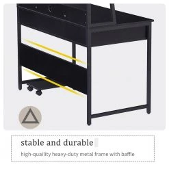 47.24 in. W Rectangular Black MDF Desktop Solid Steel Frame 2-Drawers Computer Desk with Hutch and Bookshelf by Magic Home -Cheap Tidoin Store black magic home computer desks cs wf198284aab 77 1000