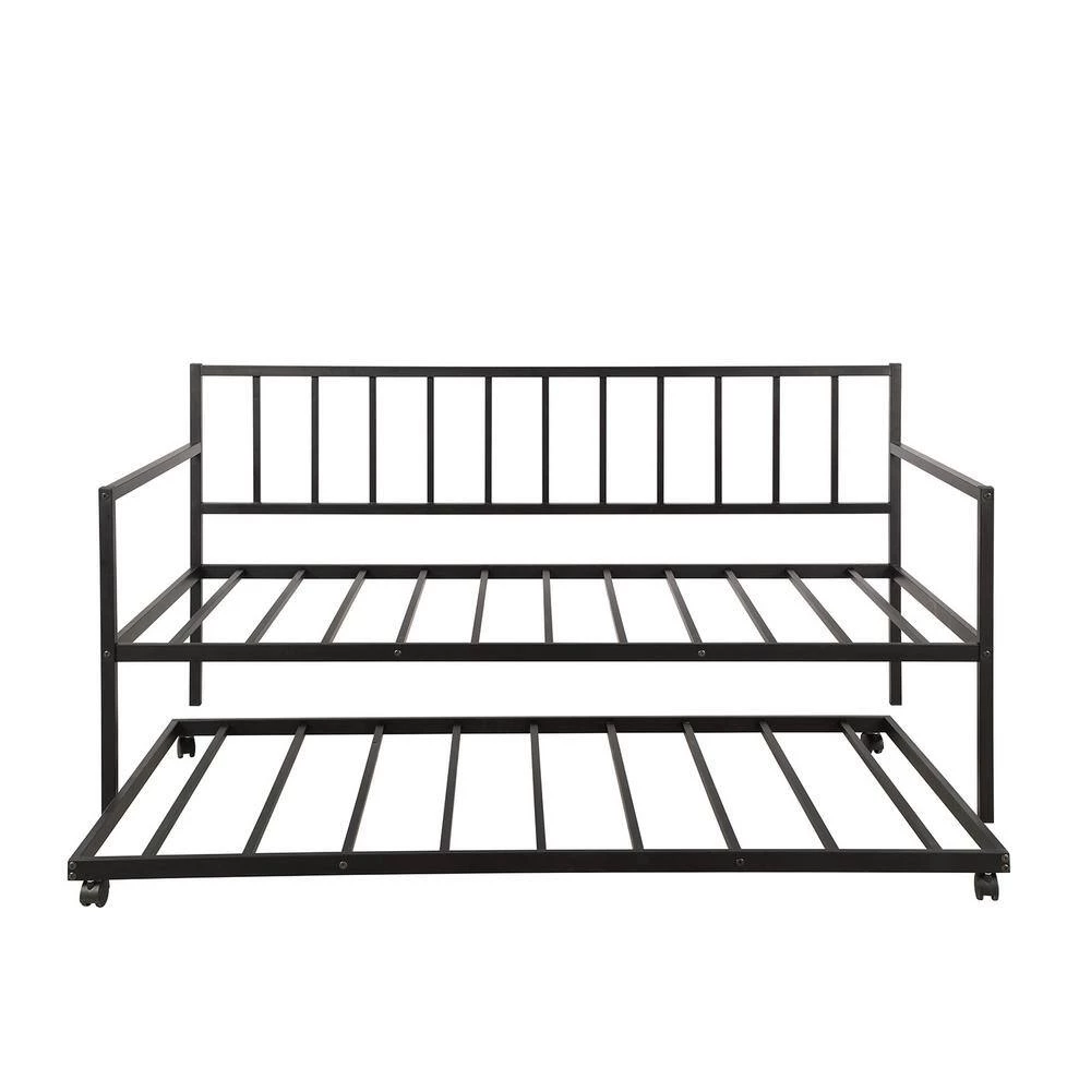 Black Twin Size Metal Daybed with Trundle by Magic Home 4 Black Twin Size Metal Daybed with Trundle by Magic Home - Image 2