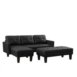 80 in.W Black Faux Leather L-Shape Sectional Sofa Queen Size Bed Sofa Chaise Lounge with Ottoman Bench by Magic Home 14 80 in.W Black Faux Leather L-Shape Sectional Sofa Queen Size Bed Sofa Chaise Lounge with Ottoman Bench by Magic Home -Cheap Tidoin Store black magic home kitchen dining tables cs gs002351aae 44 1000