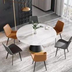 59.05 in. Sintered Stone Round Dining Table with Black Pedestal Legs by Magic Home 9 59.05 in. Sintered Stone Round Dining Table with Black Pedestal Legs by Magic Home -Cheap Tidoin Store black magic home kitchen dining tables pv dt010jx01 31 1000