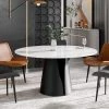 59.05 in. Sintered Stone Round Dining Table with Black Pedestal Legs by Magic Home