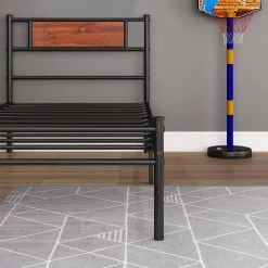 Sandalwood Black Simplism Twin Size Metal Panel Bed Frame by Magic Home -Cheap Tidoin Store black magic home panel beds 636 bd001twbksw 1f 1000