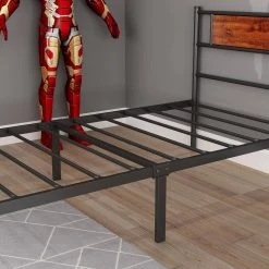 Sandalwood Black Simplism Twin Size Metal Panel Bed Frame by Magic Home -Cheap Tidoin Store black magic home panel beds 636 bd001twbksw 44 1000