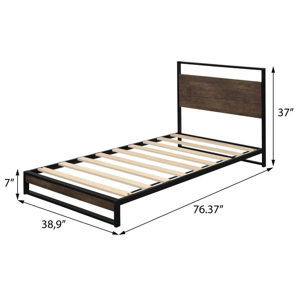 Queen Metal Bed Frame with Wood Slats by Magic Home 5 Queen Metal Bed Frame with Wood Slats by Magic Home - Image 3