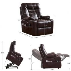 Black Electric Power Lift Recliner Sofa Chair with 8 Point Vibration Massage, Heat,Remote Control,Pocket and Cup Holder by Magic Home -Cheap Tidoin Store black magic home recliners cs pp038818eaa c3 1000