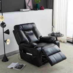 Black Electric Power Lift Recliner Sofa Chair with 8 Point Vibration Massage, Heat,Remote Control,Pocket and Cup Holder by Magic Home -Cheap Tidoin Store black magic home recliners cs pp038818eaa fa 1000