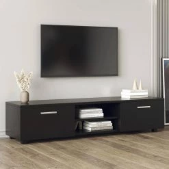 13.8 in. Black TV Stand TV Console Cabinet with LED RGB Lights Fits TV's up to 55 in. by Magic Home