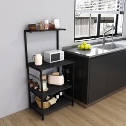 4-Tier Black Metal Kitchen Baker's Rack with 4 Hooks and 3 Shelves by Tidoin -Cheap Tidoin Store black tidoin baker s racks jhx ydw1 1949 4f 1000