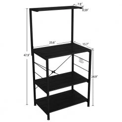 4-Tier Black Metal Kitchen Baker's Rack with 4 Hooks and 3 Shelves by Tidoin -Cheap Tidoin Store black tidoin baker s racks jhx ydw1 1949 c3 1000