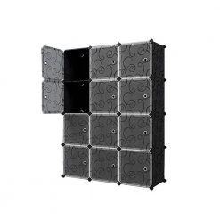 14 in. Wide 12-Cube Black 4-Tier Accent Bookcase DIY Square Storage Cabinet by Tidoin