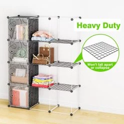 14 in. Wide 12-Cube Black 4-Tier Accent Bookcase DIY Square Storage Cabinet by Tidoin -Cheap Tidoin Store black tidoin bookcases bookshelves hg ydw1 2411 76 1000