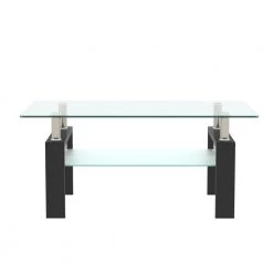 39 .4 in. L Black 17.7 in. H Rectangle Metal Coffee Table with Glass Top by Tidoin -Cheap Tidoin Store black tidoin coffee tables dm ydw4 036 4f 1000