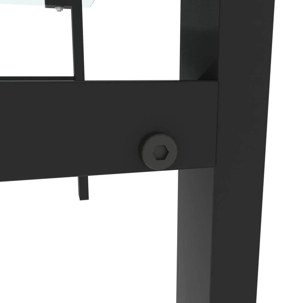 39 in. W x 23 in. D x 17 in. H Black Middle Rectangle Double-Deck Glass Coffee Table Modern Side Center Table by Tidoin 8 39 in. W x 23 in. D x 17 in. H Black Middle Rectangle Double-Deck Glass Coffee Table Modern Side Center Table by Tidoin - Image 6