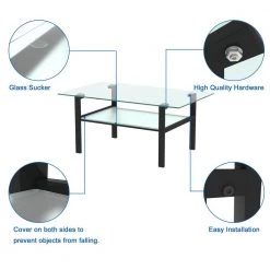 39 in. W x 23 in. D x 17 in. H Black Middle Rectangle Double-Deck Glass Coffee Table Modern Side Center Table by Tidoin 14 39 in. W x 23 in. D x 17 in. H Black Middle Rectangle Double-Deck Glass Coffee Table Modern Side Center Table by Tidoin -Cheap Tidoin Store black tidoin coffee tables jws ydw2 337 4f 1000