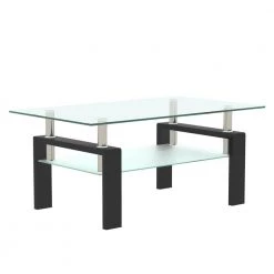 39 in. W x 23 in. D x 17 in. H Black Middle Rectangle Double-Deck Glass Coffee Table Modern Side Center Table by Tidoin -Cheap Tidoin Store black tidoin coffee tables jws ydw2 5188 76 1000