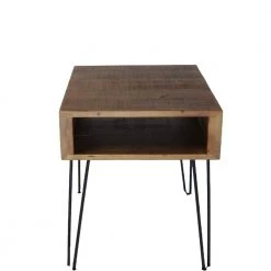 19 in. Black Square Metal Coffee Table with MDF Tabletop by Tidoin