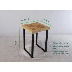 16 in. Black Square Metal Coffee Table with MDF Tabletop by Tidoin -Cheap Tidoin Store black tidoin coffee tables lh ydg1 6365 c3 1000