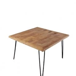 28 in. Black Square Metal Coffee Table with MDF Tabletop by Tidoin