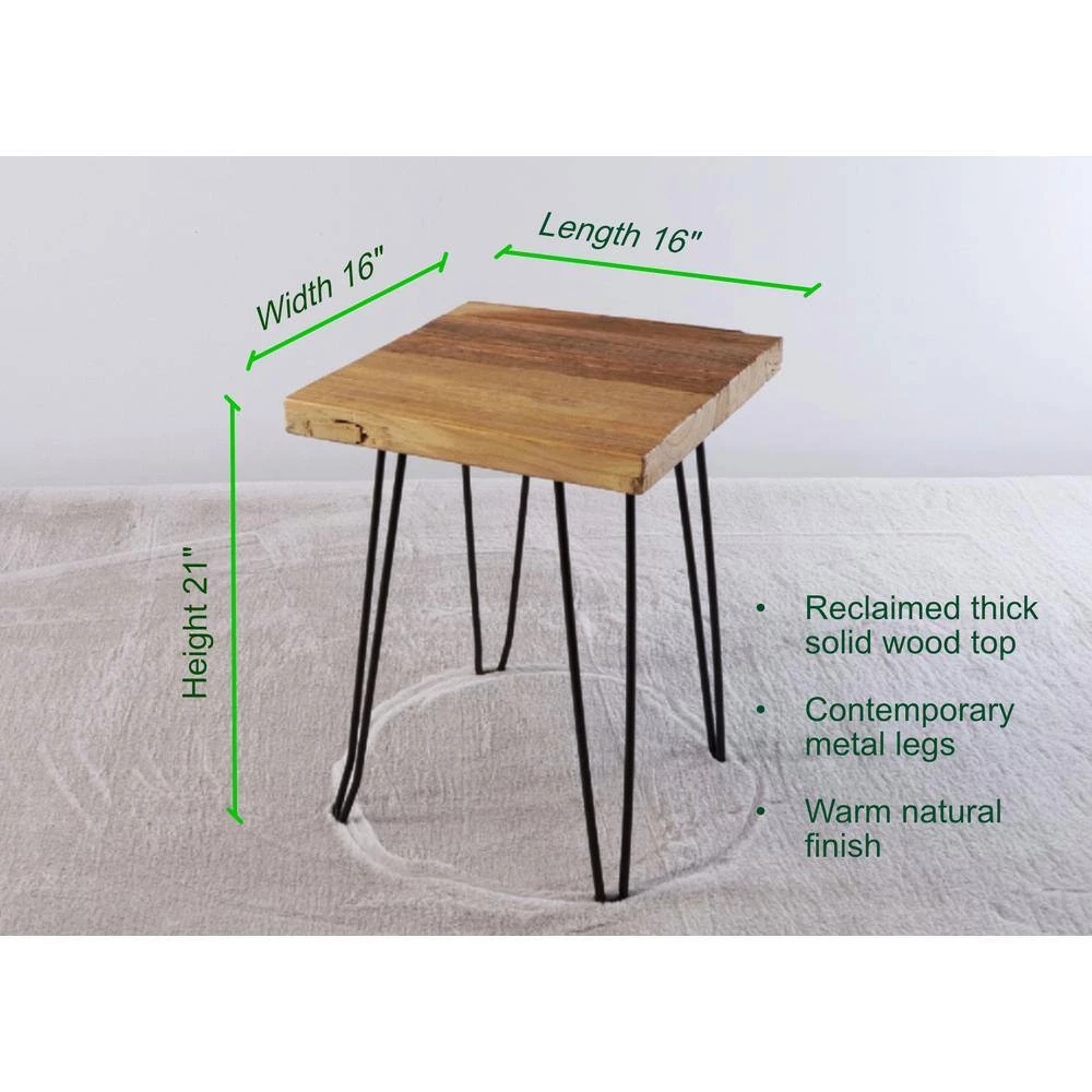 16 in. Black Square Metal Coffee Table with MDF Tabletop by Tidoin 5 16 in. Black Square Metal Coffee Table with MDF Tabletop by Tidoin - Image 3