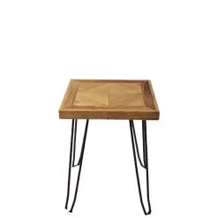 16 in. Black Square Metal Coffee Table with MDF Tabletop by Tidoin