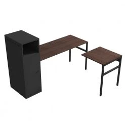 52.7 in. L-Shaped Black Wood Computer Desk Office Table with 2-Hook 1-Shelf and 1-Door Metal Locker by Tidoin -Cheap Tidoin Store black tidoin computer desks ktech ydw6 001 76 1000