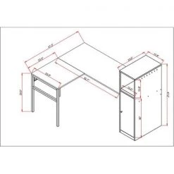 52.7 in. L-Shaped Black Wood Computer Desk Office Table with 2-Hook 1-Shelf and 1-Door Metal Locker by Tidoin -Cheap Tidoin Store black tidoin computer desks ktech ydw6 001 c3 1000