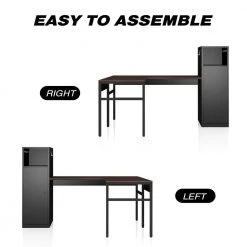 52.7 in. L-Shaped Black Wood Computer Desk Office Table with 2-Hook 1-Shelf and 1-Door Metal Locker by Tidoin -Cheap Tidoin Store black tidoin computer desks ktech ydw6 001 fa 1000
