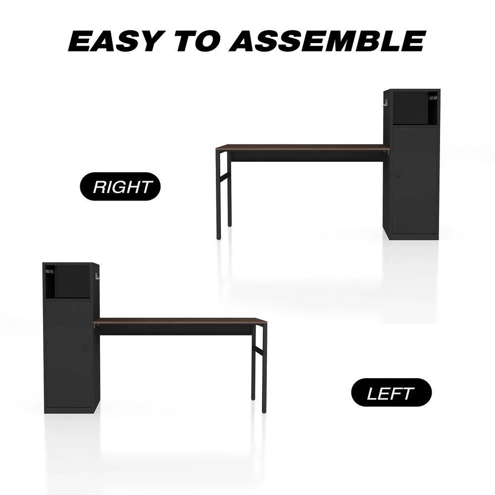 52.7 in. Rectangular White Wood Computer Desk Office Table with 2-Hook 1-Shelf and 1-Door Metal Locker by Tidoin 9 52.7 in. Rectangular White Wood Computer Desk Office Table with 2-Hook 1-Shelf and 1-Door Metal Locker by Tidoin - Image 7