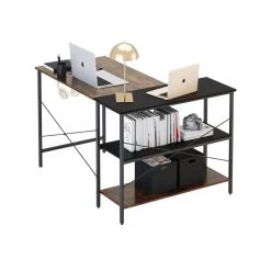 47.24 in. L-Shaped Black Metal Computer Desk with 3-Shelf by Tidoin -Cheap Tidoin Store black tidoin computer desks lxz ydlp 01cm 1f 1000