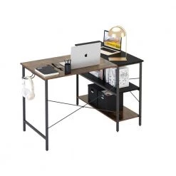 47.24 in. L-Shaped Black Metal Computer Desk with 3-Shelf by Tidoin -Cheap Tidoin Store black tidoin computer desks lxz ydlp 01cm 4f 1000