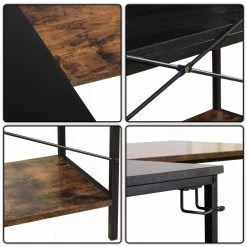 47.24 in. L-Shaped Black Metal Computer Desk with 3-Shelf by Tidoin -Cheap Tidoin Store black tidoin computer desks lxz ydlp 01cm 76 1000
