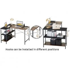 47.24 in. L-Shaped Black Metal Computer Desk with 3-Shelf by Tidoin -Cheap Tidoin Store black tidoin computer desks lxz ydlp 01cm fa 1000