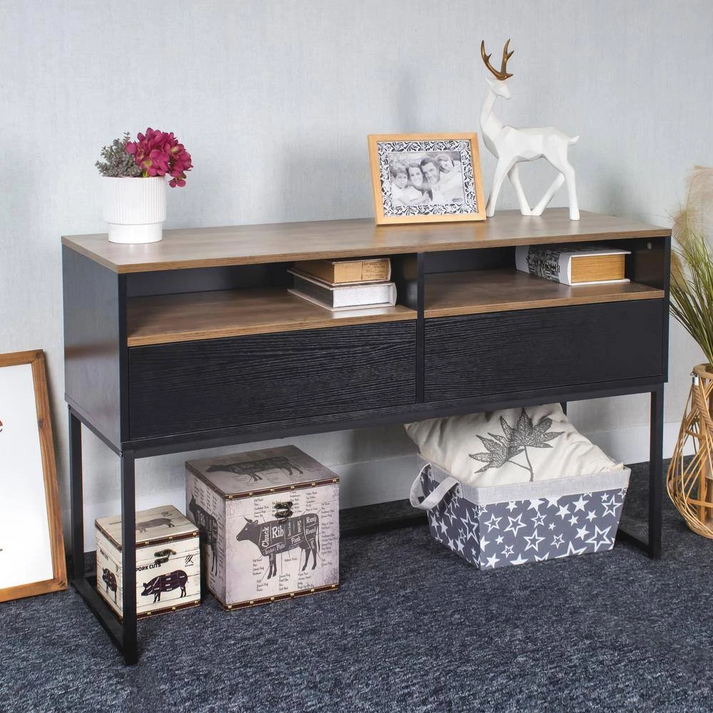 47.24 in. Black Standard Rectangle Wood Console Table with 2-Drawers by Tidoin 11 47.24 in. Black Standard Rectangle Wood Console Table with 2-Drawers by Tidoin - Image 9