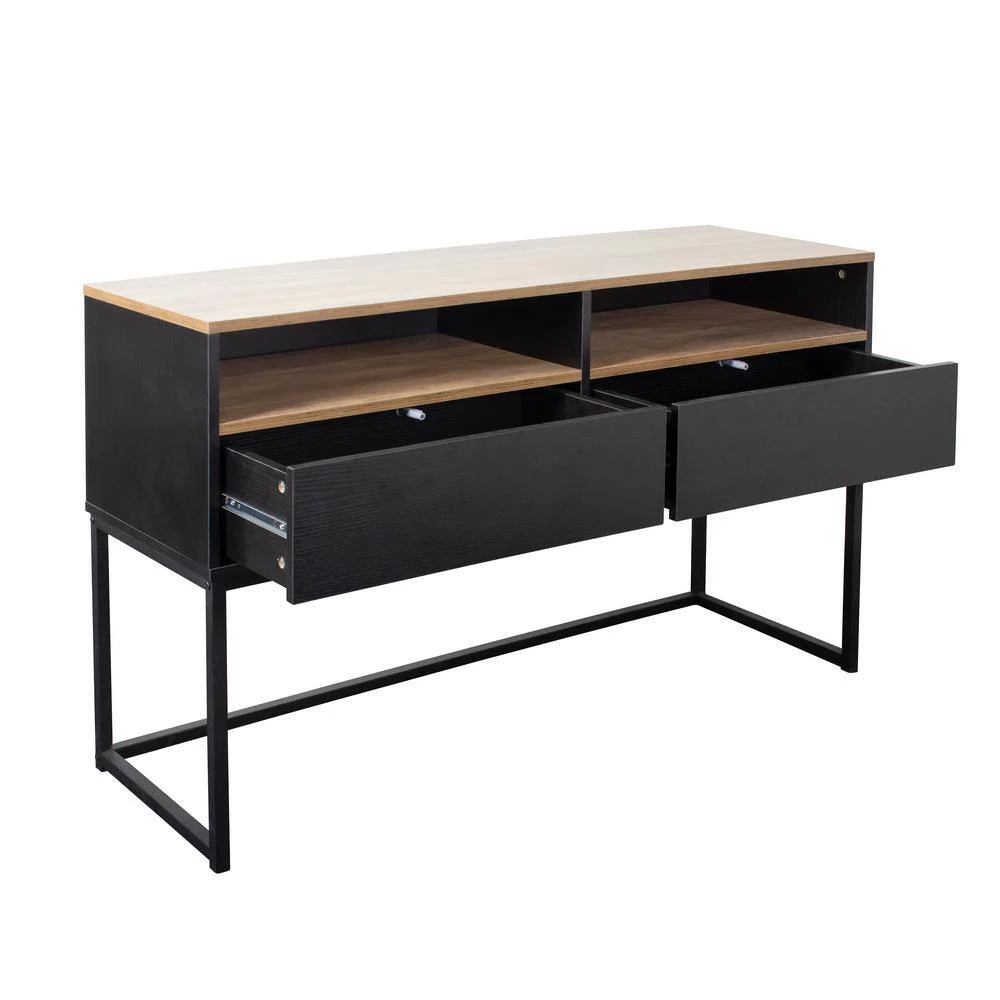 47.24 in. Black Standard Rectangle Wood Console Table with 2-Drawers by Tidoin 4 47.24 in. Black Standard Rectangle Wood Console Table with 2-Drawers by Tidoin - Image 2