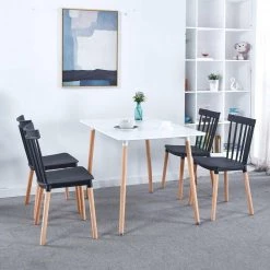 BX-Box Modern Black Plastic High Back Dining Chair with Wood Leg (Set of 4) by Tidoin -Cheap Tidoin Store black tidoin dining chairs bs ydw2 8229 31 1000