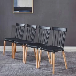 BX-Box Modern Black Plastic High Back Dining Chair with Wood Leg (Set of 4) by Tidoin -Cheap Tidoin Store black tidoin dining chairs bs ydw2 8229 4f 1000