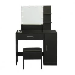 1-Drawer Black Dresser with 1-Door, Mirror and Bench 52.76 in. x 35.43 in. x 15.75 in. by Tidoin