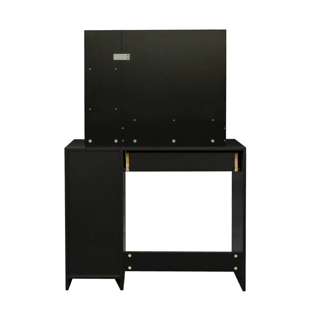 1-Drawer Black Dresser with 1-Door, Mirror and Bench 52.76 in. x 35.43 in. x 15.75 in. by Tidoin 3 1-Drawer Black Dresser with 1-Door, Mirror and Bench 52.76 in. x 35.43 in. x 15.75 in. by Tidoin - Image 2