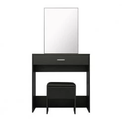 1-Drawer Black Dresser with Mobile Mirror Bench and 2-Conceal Shelves 52.76 in. x 42.52 in. x 15.75 in. by Tidoin