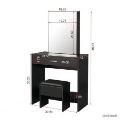 1-Drawer Black Dresser with Mobile Mirror Bench and 2-Conceal Shelves 52.76 in. x 42.52 in. x 15.75 in. by Tidoin 13 1-Drawer Black Dresser with Mobile Mirror Bench and 2-Conceal Shelves 52.76 in. x 42.52 in. x 15.75 in. by Tidoin -Cheap Tidoin Store black tidoin dressers js ydw3 6279 c3 1000