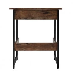 19.69 in. Black Natural Rectangular Wood End Table by Tidoin