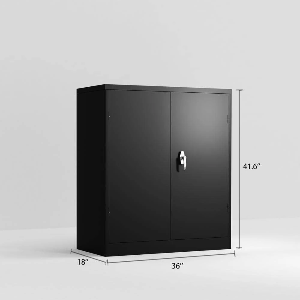 Modern Black Steel File Cabinet Storage Cabinet with 2-Doors and 3-Shelf by Tidoin 6 Modern Black Steel File Cabinet Storage Cabinet with 2-Doors and 3-Shelf by Tidoin - Image 4