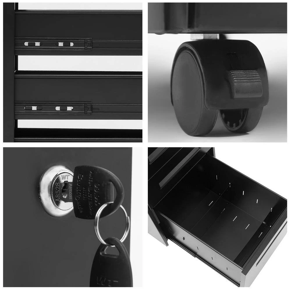 Modern Black Steel File Cabinet Storage Cabinet with 3-Drawers and 5-Wheels by Tidoin 8 Modern Black Steel File Cabinet Storage Cabinet with 3-Drawers and 5-Wheels by Tidoin - Image 6