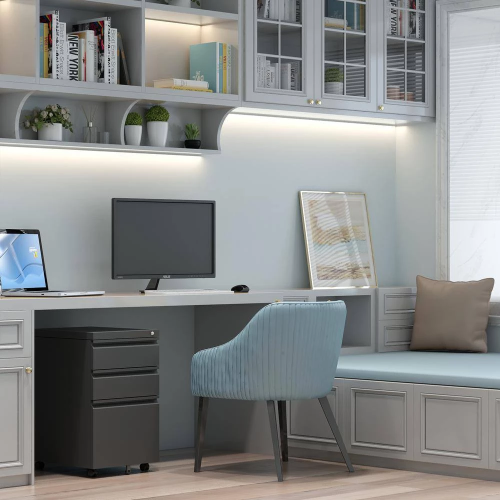 Modern Black Steel File Cabinet Storage Cabinet with 3-Drawers and 5-Wheels by Tidoin 12 Modern Black Steel File Cabinet Storage Cabinet with 3-Drawers and 5-Wheels by Tidoin - Image 10