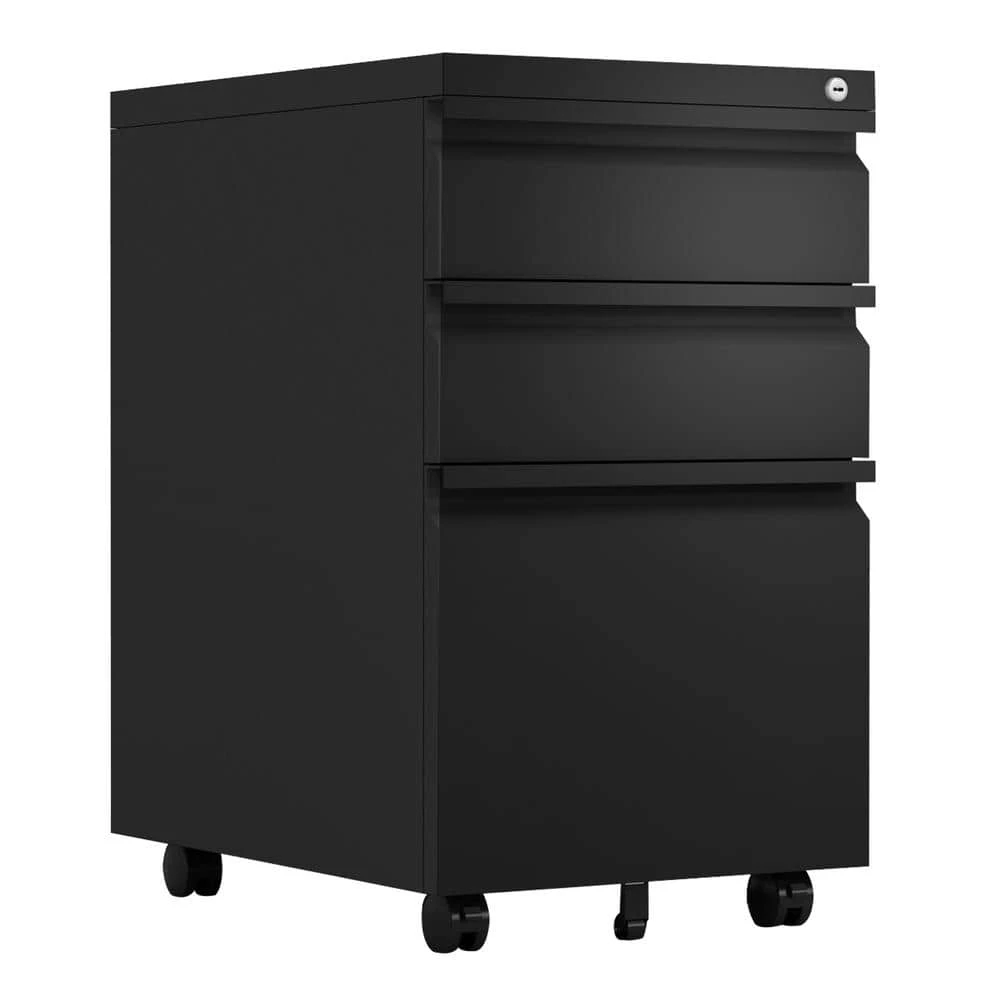 Modern Black Steel File Cabinet Storage Cabinet with 3-Drawers and 5-Wheels by Tidoin 3 Modern Black Steel File Cabinet Storage Cabinet with 3-Drawers and 5-Wheels by Tidoin